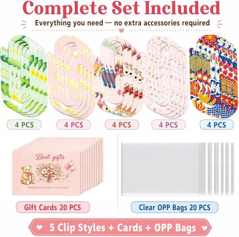 20 Sets Jumbo Acrylic Paper Clips, Cute Pencil Teacher Paper Clips with Greeting Cards and Individual Bags, 5 Colors Bookmark Clips for Teachers, Classroom, Back to School Supplies in Kuwait