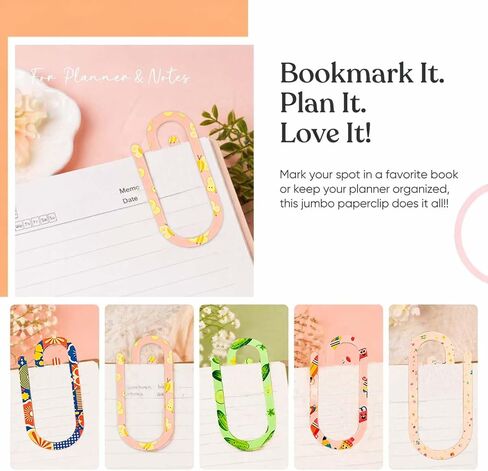 20 Sets Jumbo Acrylic Paper Clips, Cute Pencil Teacher Paper Clips with Greeting Cards and Individual Bags, 5 Colors Bookmark Clips for Teachers, Classroom, Back to School Supplies in Kuwait