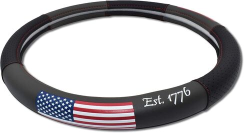 Elektroplate USA Flag Premium Steering Wheel Cover - Large Size - Fits SUVs and Trucks with Diameter 15.5" to 16.2" in Kuwait