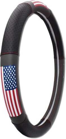 Elektroplate USA Flag Premium Steering Wheel Cover - Large Size - Fits SUVs and Trucks with Diameter 15.5" to 16.2" in Kuwait