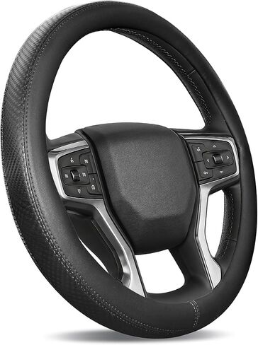 Steering Wheel Cover for Chevy Silverado Express Equinox Tahoe Suburban Malibu Traverse Colorado, Standard Size 14.5-15", Black Carbon Fiber in Saudi Arabia