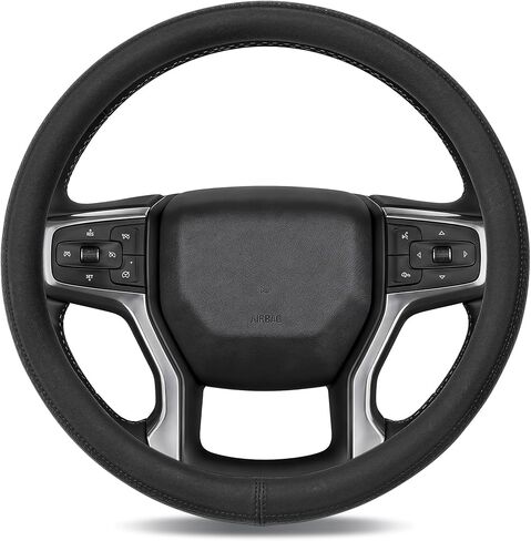 Steering Wheel Cover for Chevy Silverado Express Equinox Tahoe Suburban Malibu Traverse Colorado, Standard Size 14.5-15", Black Carbon Fiber in Saudi Arabia