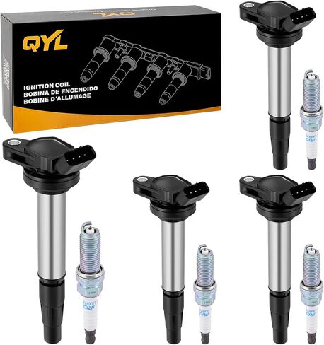 Set of 4 Ignition Coil UF596 and Iridium Spark Plugs 93501 Replacement for UF596 UF619 C1714 90919-02252 in Kuwait