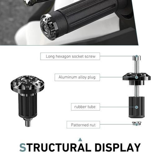 2 PCS Motorcycle Bar End Plug, 16-18mm Aluminum Alloy Handlebar Grip End Caps, Universal Grips Ends Replacement for Bike, Electric Car Scooters, Off-Road Motorcycles (Black) in Saudi Arabia