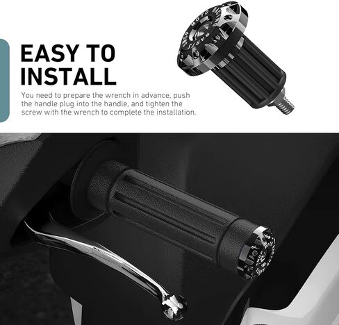 2 PCS Motorcycle Bar End Plug, 16-18mm Aluminum Alloy Handlebar Grip End Caps, Universal Grips Ends Replacement for Bike, Electric Car Scooters, Off-Road Motorcycles (Black) in Saudi Arabia