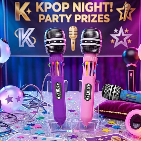 12 قطعة من أقلام الميكروفون متعددة الألوان للحفلات K-pop مقاس 0.7 مم 10 في 1 أقلام ميكروفون ملونة للكاريوكي في الثمانينيات والتسعينيات ومستلزمات حفلات أعياد الميلاد in Kuwait