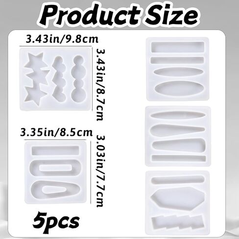 5 Pack Deep Hair Clip Silicone Molds Resin Molds Hairpin Casting Mold Set Kit Silicone Clips Jewelry Mold Hair Stick for Keychain Bookmark Pendant Crafts Making DIY in Saudi Arabia
