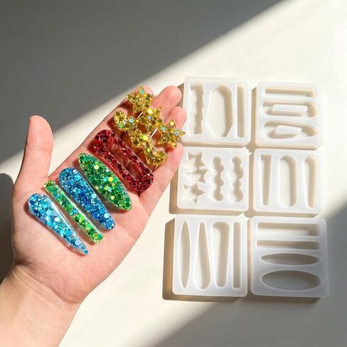 5 Pack Deep Hair Clip Silicone Molds Resin Molds Hairpin Casting Mold Set Kit Silicone Clips Jewelry Mold Hair Stick for Keychain Bookmark Pendant Crafts Making DIY in Saudi Arabia