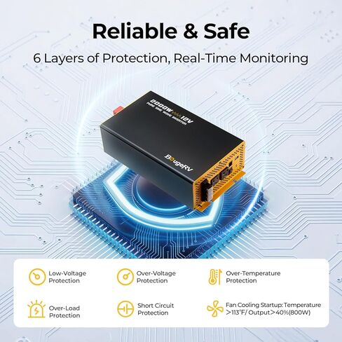 BougeRV 2000W Pure Sine Wave Inverter, 12V DC to 120V AC, Fully 2000W Output Power Inverter with App and Wired Remote Controller, for RV Off-Grid Home Backup Power, 2026 New in Kuwait