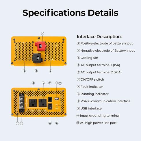 BougeRV 2000W Pure Sine Wave Inverter, 12V DC to 120V AC, Fully 2000W Output Power Inverter with App and Wired Remote Controller, for RV Off-Grid Home Backup Power, 2026 New in Kuwait