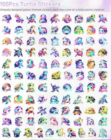 Cute Sea Turtle Stickers for Kids,100 Pcs Cartoon Tortoise Sticker Pack for Water Bottle,Laptop, Waterproof Colorful Ocean Animal Vinyl Decals for Girls Boys, Turtle Party Favors in Saudi Arabia