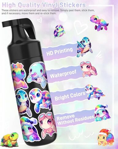 Cute Sea Turtle Stickers for Kids,100 Pcs Cartoon Tortoise Sticker Pack for Water Bottle,Laptop, Waterproof Colorful Ocean Animal Vinyl Decals for Girls Boys, Turtle Party Favors in Saudi Arabia