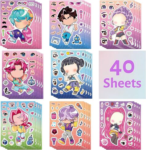 40Pcs DIY Creative Sticker Set for Demon Movie Hunters - Waterproof Vinyl Merch for Water Bottles, Laptops, Journals - 8 Unique Designs Featuring Rumi, Zoey, Mira - Ideal Kpop Gifts for Girls & Fans in Saudi Arabia