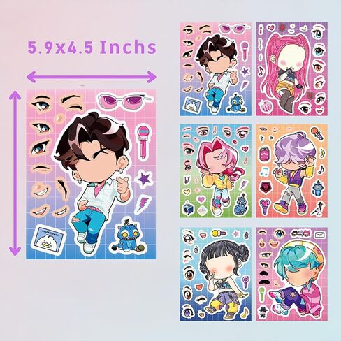 40Pcs DIY Creative Sticker Set for Demon Movie Hunters - Waterproof Vinyl Merch for Water Bottles, Laptops, Journals - 8 Unique Designs Featuring Rumi, Zoey, Mira - Ideal Kpop Gifts for Girls & Fans in Saudi Arabia