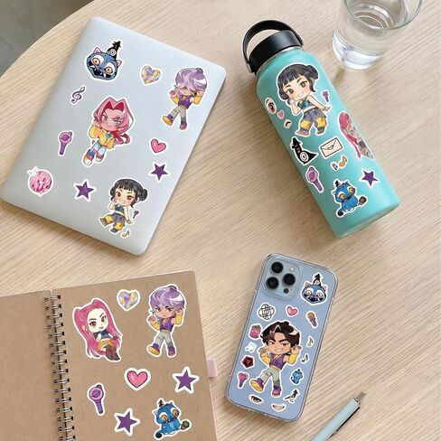 40Pcs DIY Creative Sticker Set for Demon Movie Hunters - Waterproof Vinyl Merch for Water Bottles, Laptops, Journals - 8 Unique Designs Featuring Rumi, Zoey, Mira - Ideal Kpop Gifts for Girls & Fans in Saudi Arabia