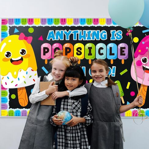 Summer Ice Pop Bulletin Board Decorations Set, Christian Sunday School Classroom Decoration Religious Sweet Colorful Popsicle Cutouts May June Library VBS Church Window Wall Decor for Teacher in Saudi Arabia