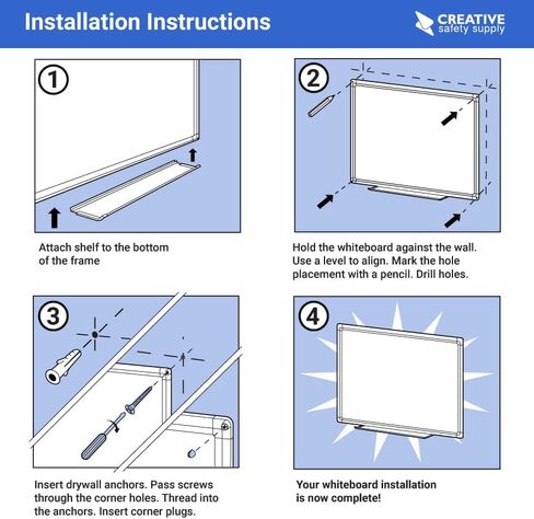 Magnetic Blank Dry Erase Whiteboard – Wall Mounted with Aluminum Frame & Marker Tray – Easy Erase for Notes, Diagrams, & Sharing Information (60" x 40") in Saudi Arabia