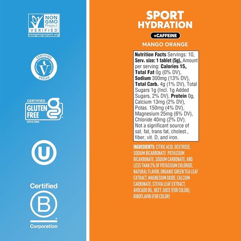 Nuun Sport + Caffeine Electrolete أقراص - قابلة للذوبان في الماء ، صندوق نكهة مختلطة ، 5 شوارد أساسيات للترطيب ، مزيج مشروب السكر 1G ، نباتي ، غير محلي ، 4 حزمة (40 حصص) in Kuwait