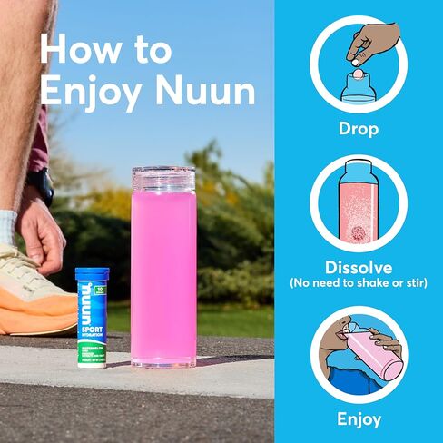 Nuun Sport + Caffeine Electrolete أقراص - قابلة للذوبان في الماء ، صندوق نكهة مختلطة ، 5 شوارد أساسيات للترطيب ، مزيج مشروب السكر 1G ، نباتي ، غير محلي ، 4 حزمة (40 حصص) in Kuwait