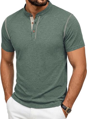 بيغنو رجال هينلي القميص القميص القميص غير الرسمي من طوق التصميم المصمم على قمم Tees Tops in Kuwait