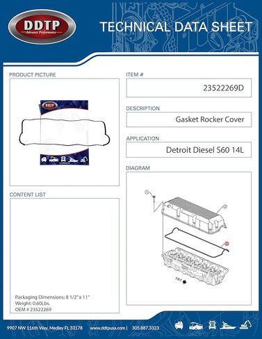 Gasket Rocker Cover Black Detroit Diesel S60 12.7L/14L (23522269) in Saudi Arabia
