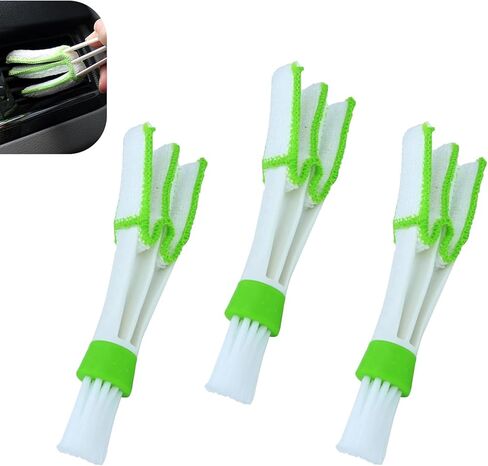 3 PCS Mini Car Air Vent Gap Duster Brush, Double Ended Soft Bristle Dashboard Window Blind Duster, Deep Cleaning Car Interior Dust Remover Tool for Most Cars SUVs Trucks (Green) in Saudi Arabia