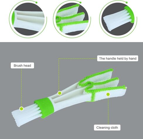 3 PCS Mini Car Air Vent Gap Duster Brush, Double Ended Soft Bristle Dashboard Window Blind Duster, Deep Cleaning Car Interior Dust Remover Tool for Most Cars SUVs Trucks (Green) in Saudi Arabia