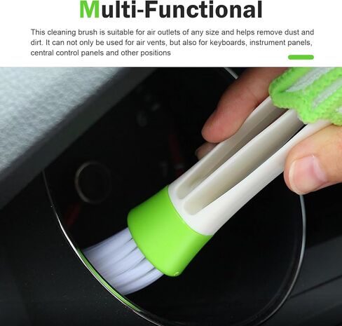 3 PCS Mini Car Air Vent Gap Duster Brush, Double Ended Soft Bristle Dashboard Window Blind Duster, Deep Cleaning Car Interior Dust Remover Tool for Most Cars SUVs Trucks (Green) in Saudi Arabia