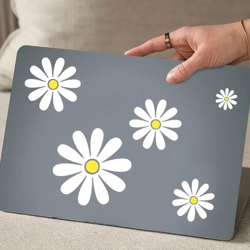 5pcs Daisy Pattern Vinyl Decal, Suitable for Car Windows, Bumper, Laptops, Glass, Walls, Waterproof Exterior Car Accessories - Indoor Outdoor Use, Blocking Scratches Stickers #2BZ218 in Saudi Arabia