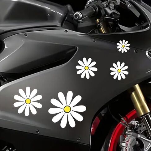 5pcs Daisy Pattern Vinyl Decal, Suitable for Car Windows, Bumper, Laptops, Glass, Walls, Waterproof Exterior Car Accessories - Indoor Outdoor Use, Blocking Scratches Stickers #2BZ218 in Saudi Arabia