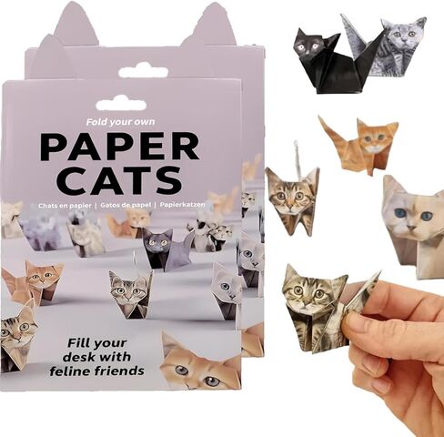 3D Paper Cats Origami Kit – 100 Sheets DIY Paper Desk Pets, Cute 3D Animal Crafting Papers for Art Projects, Gift for Cat Lovers & Creative Adults in Kuwait