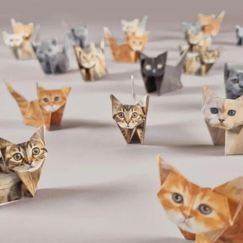 3D Paper Cats Origami Kit – 100 Sheets DIY Paper Desk Pets, Cute 3D Animal Crafting Papers for Art Projects, Gift for Cat Lovers & Creative Adults in Kuwait