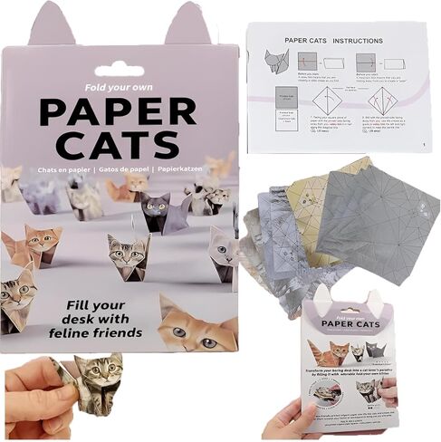 3D Paper Cats Origami Kit – 100 Sheets DIY Paper Desk Pets, Cute 3D Animal Crafting Papers for Art Projects, Gift for Cat Lovers & Creative Adults in Kuwait