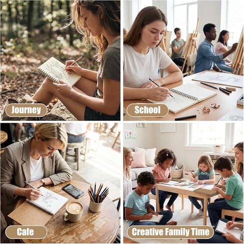Leelosp 12 Pcs Blank Sketch Books 5.1" X 7.5" Kraft Unlined Drawing Spiral Notebook Bulk Soft Cover Student Sketchbooks Memo Notepad for Drawing Art Back to School Gift 60 Pages/30 Sheets 100GSM in Kuwait