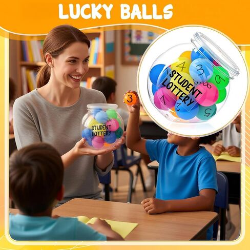 مجموعة أدوات إدارة الفصول الدراسية من Sotiff Lucky Lottery Balls مع مرطبان 39 قطعة من كرات اليانصيب للطلاب، وقلم وجرة بلاستيكية لأنشطة تعلم إدارة أساسيات المعلم، العودة إلى اللوازم المدرسية in Kuwait