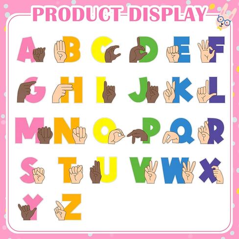 Sabary 26 Pieces Back to School Asl Alphabet Bulletin Board Wall Decorations for Classroom Abc Signal hand Language Flash Cards for Back to School Pre-school Kindergarten Elementary Nursery Homeschool in Kuwait