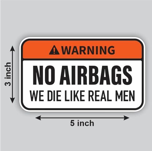 Funny Warning No Airbags We Die Like Real Men Vinyl Sticker, 5x3 Inches, Waterproof, for Cars SUV Trucks, Outdoor Indoor Use, Humorous Theme, 2-Pack in Saudi Arabia