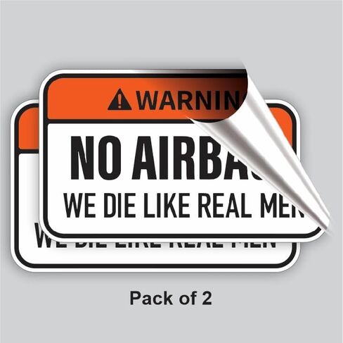 Funny Warning No Airbags We Die Like Real Men Vinyl Sticker, 5x3 Inches, Waterproof, for Cars SUV Trucks, Outdoor Indoor Use, Humorous Theme, 2-Pack in Saudi Arabia