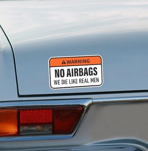 Funny Warning No Airbags We Die Like Real Men Vinyl Sticker, 5x3 Inches, Waterproof, for Cars SUV Trucks, Outdoor Indoor Use, Humorous Theme, 2-Pack in Saudi Arabia