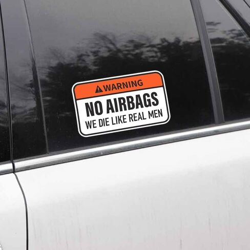 Funny Warning No Airbags We Die Like Real Men Vinyl Sticker, 5x3 Inches, Waterproof, for Cars SUV Trucks, Outdoor Indoor Use, Humorous Theme, 2-Pack in Saudi Arabia
