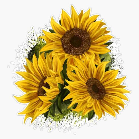 Yellow Sunflower Floral Waterc Sticker Vinyl Waterproof Sticker Decal Car Laptop Wall Window Bumper Sticker 5" in Kuwait