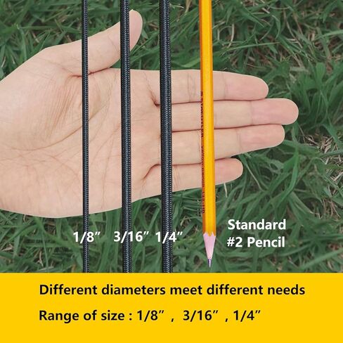 Bungee Cord,3/16" x 32' Marine Grade Heavy Duty Bungie Cord,Kayak Stretch String Rope, Elastic Shock Cord,for DIY Projects,Kayak Strap Tarp Tie Down Canopy Camping Tent Crafting (Black) in Saudi Arabia