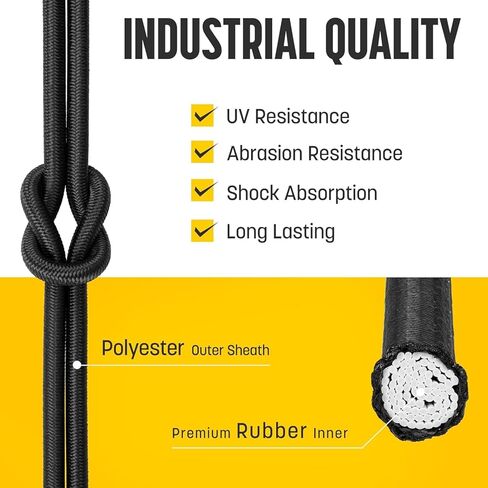 Bungee Cord,3/16" x 32' Marine Grade Heavy Duty Bungie Cord,Kayak Stretch String Rope, Elastic Shock Cord,for DIY Projects,Kayak Strap Tarp Tie Down Canopy Camping Tent Crafting (Black) in Saudi Arabia