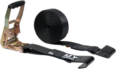 Mytee Products 10 Pack 2" x30' Black Ratchet Straps with Flat Hooks - 3,333 Lbs WLL - Heavy Duty Tie Down Ratchet Straps for Flatbed, Truck, Trailers, Cargo, Pickup in Kuwait
