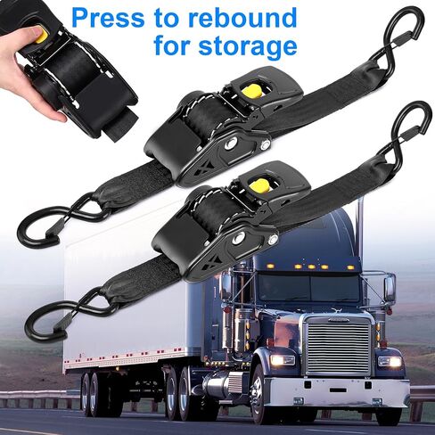 Retractable Ratchet Straps 2 Inch x 10 Feet, Heavy Duty Auto Retract Tie Down Straps, 3500 lb Break Strength Cargo Straps with Steel Hooks for Truck, Trailer, Moving, 2 Pack in Saudi Arabia