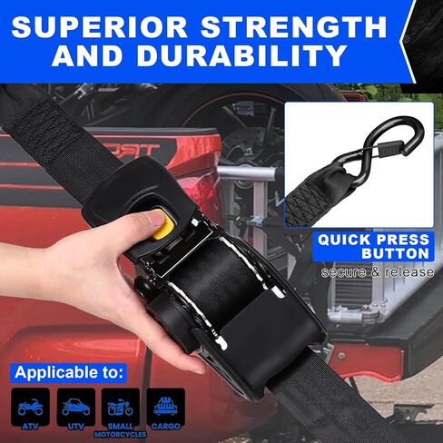 Retractable Ratchet Straps 2 Inch x 10 Feet, Heavy Duty Auto Retract Tie Down Straps, 3500 lb Break Strength Cargo Straps with Steel Hooks for Truck, Trailer, Moving, 2 Pack in Saudi Arabia