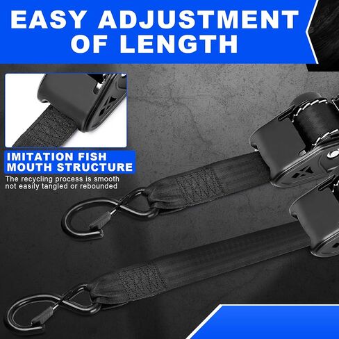 Retractable Ratchet Straps 2 Inch x 10 Feet, Heavy Duty Auto Retract Tie Down Straps, 3500 lb Break Strength Cargo Straps with Steel Hooks for Truck, Trailer, Moving, 2 Pack in Saudi Arabia