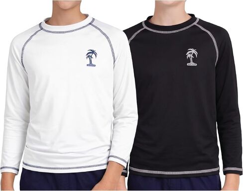 iXtreme Boys' Rash Guard Shirts - 2 Pack UPF 50+ Quick Dry Sand and Sun Protection Swim Shirts - Kids Swimwear T-Shirt (5-18), Size 10-12, Navy/Royal in Saudi Arabia
