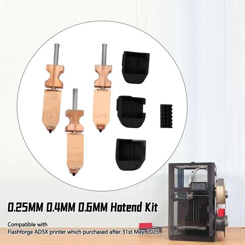 AD5X Nozzle 0.25MM 0.4MM 0.6MM Hotend Kit for High-Speed 3D Printer, All-Metal Throat Tube, with Silicone Covers & Nozzle Brush, High Flow 32mm³/s Quick-Detachable Nozzle System in Kuwait