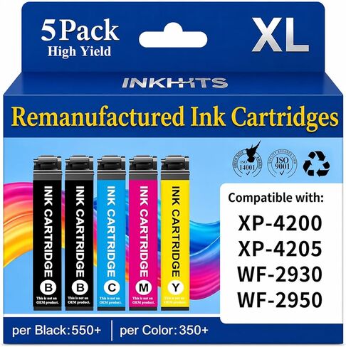Remanufactured Ink Cartridges Replacement for Epson 232XL Ink Cartridges Combo Pack Latest Upgrade (5-Pack) for Epson 232 XL Ink Work with XP-4200 XP-4205 WF-2930 WF-2950 Printer, (2BK/C/M/Y) in Saudi Arabia